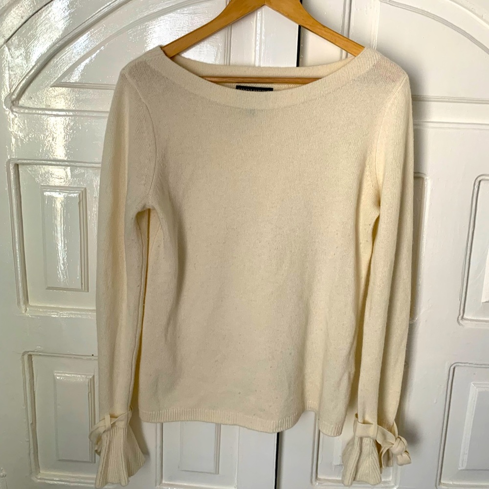 Banana Republic Boatneck Cream Sweater with arm ties